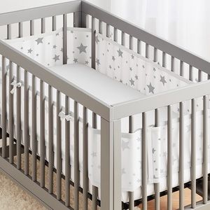 Classic Breathable Mesh Crib Liner -White and Gray